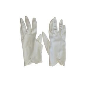 Vintage White Gloves Womens Bow Embroidery